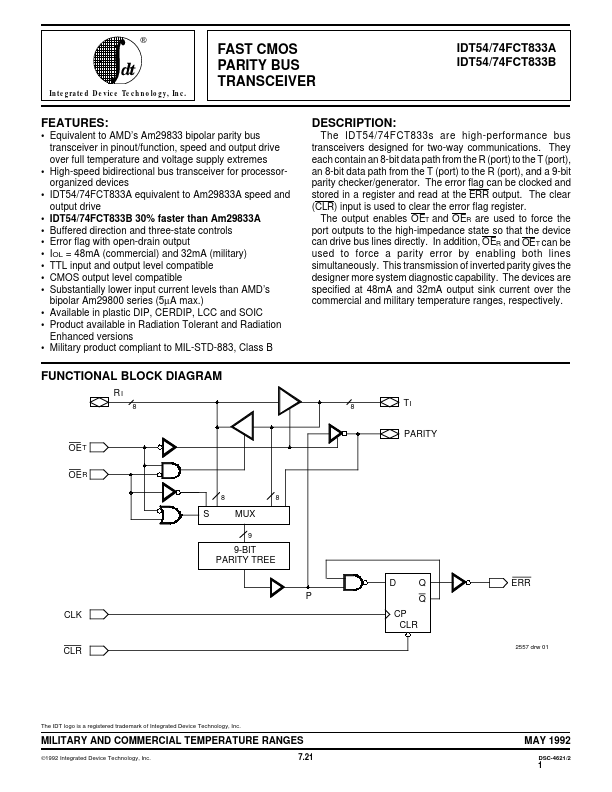 IDT54FCT833A Integrated Device