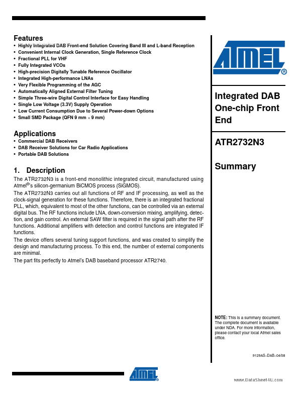 ATR2732N3 ATMEL Corporation