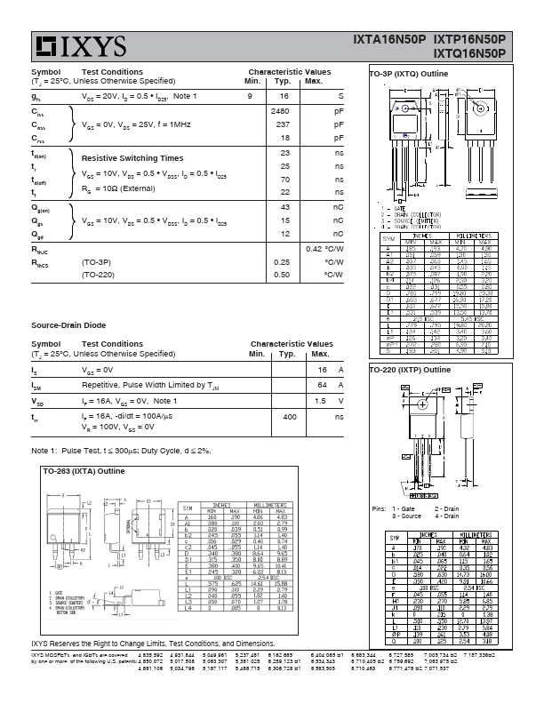 IXTP16N50P