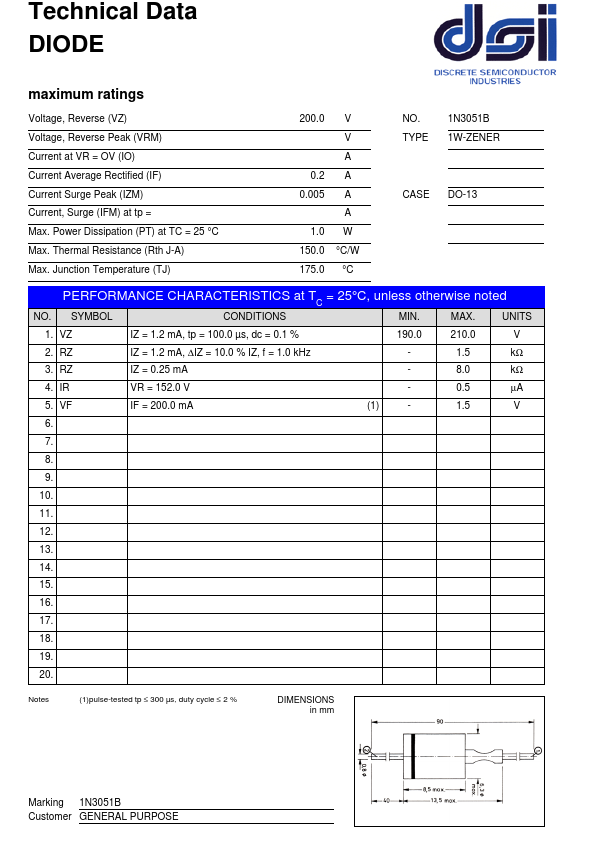 1N3051B DSI