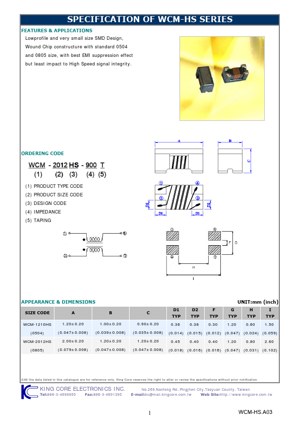 <?=WCM-1210HS-250T?> डेटा पत्रक पीडीएफ