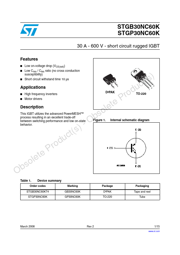 GP30NC60K STMicroelectronics