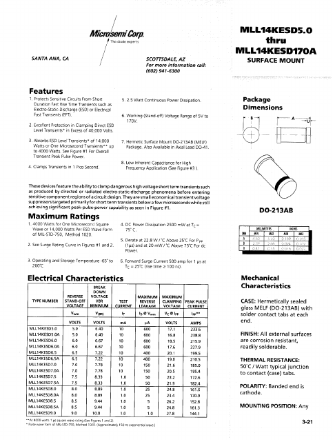 MLL14KESD64 Microsemi