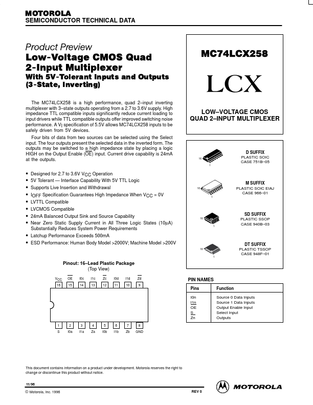 MC74LCX258 Motorola