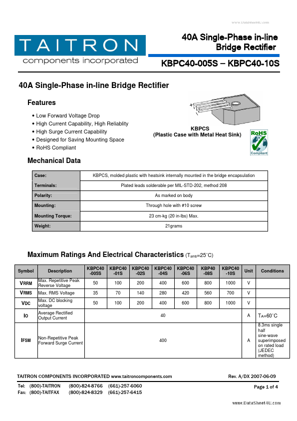 KBPC40-01S