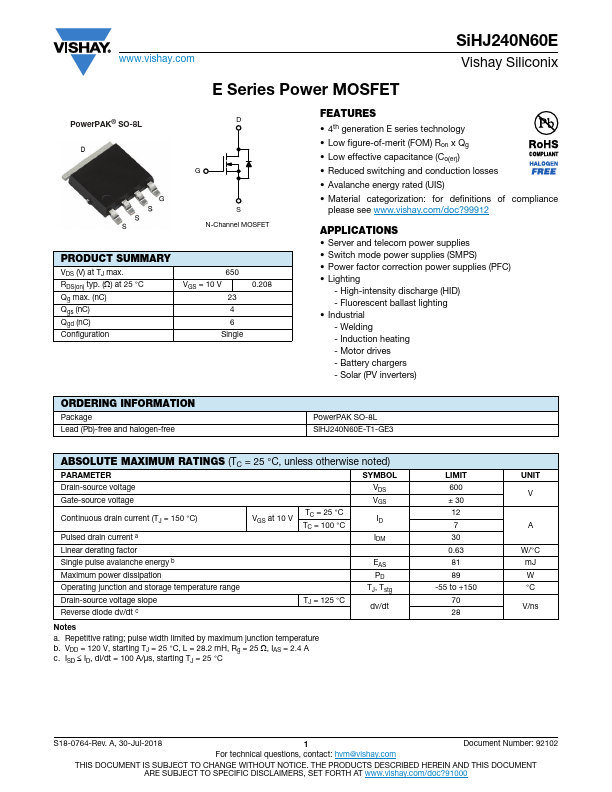 SiHJ240N60E