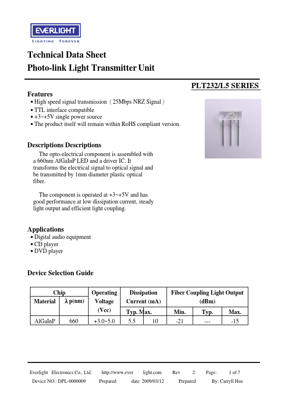 PLT232-L5-S8 Everlight