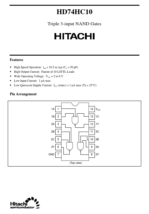 HD74HC10 Hitachi Semiconductor