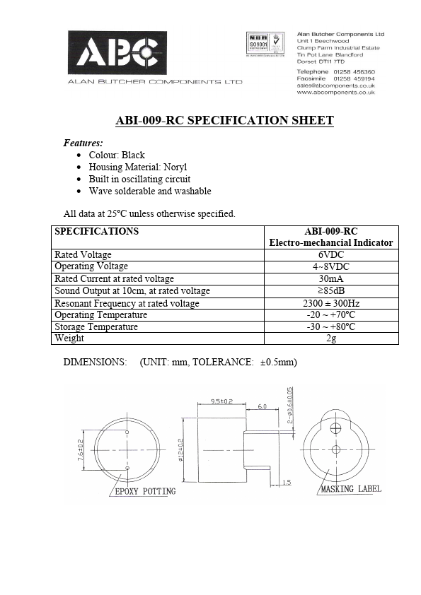 <?=ABI-009-RC?> डेटा पत्रक पीडीएफ