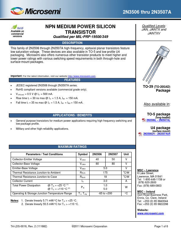 2N3507A Microsemi