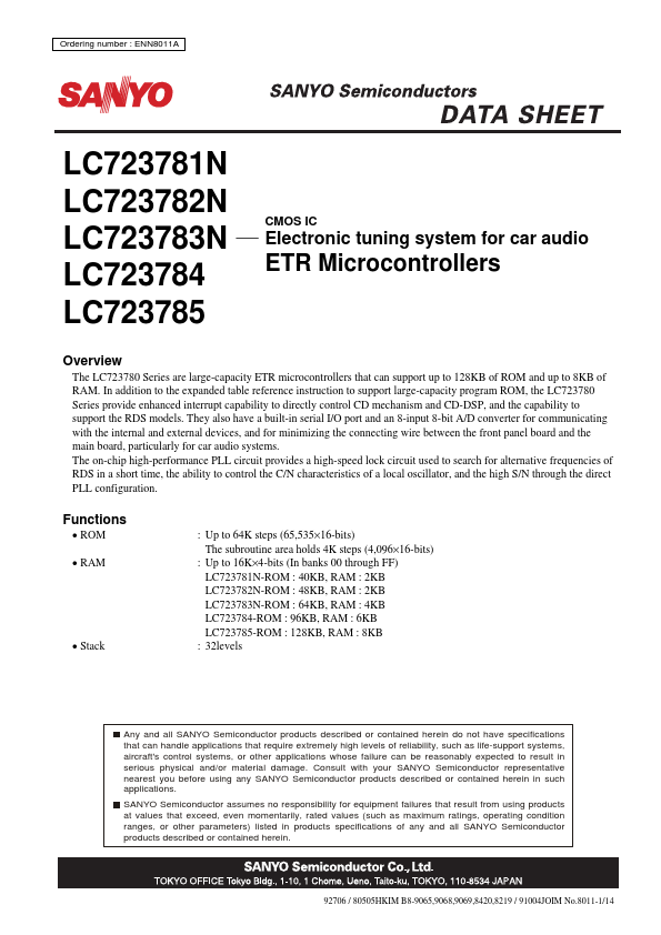 <?=LC723782N?> डेटा पत्रक पीडीएफ