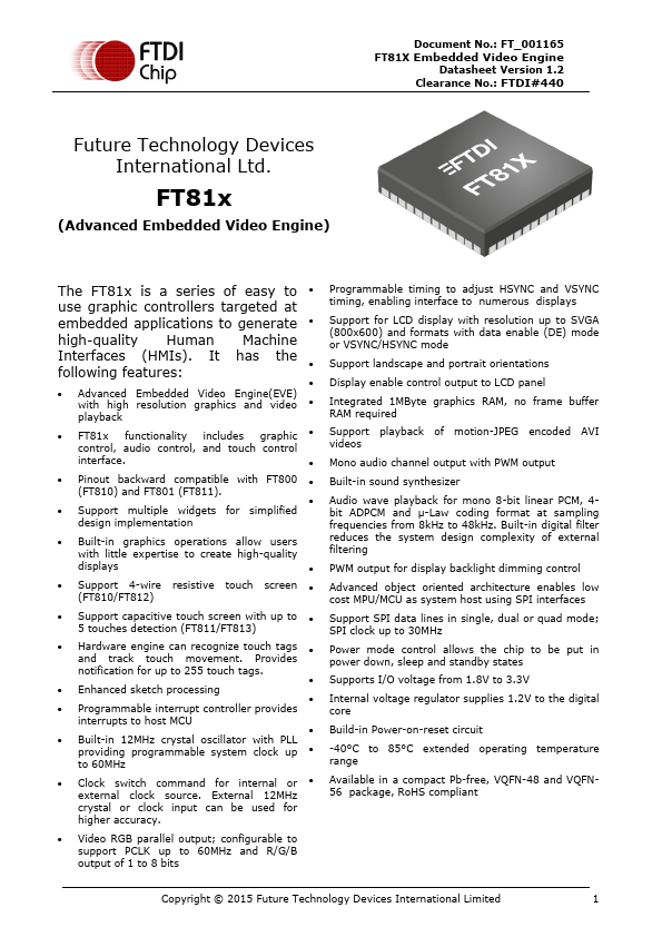 <?=FT811?> डेटा पत्रक पीडीएफ