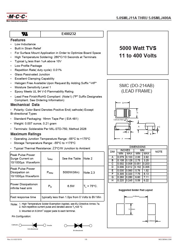 5.0SMLJ13A