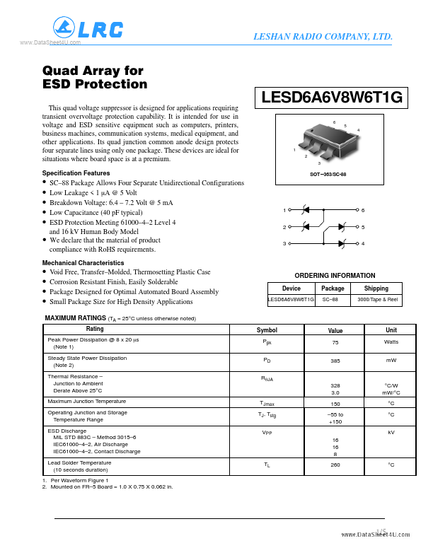 <?=LESD6A6V8W6T1G?> डेटा पत्रक पीडीएफ