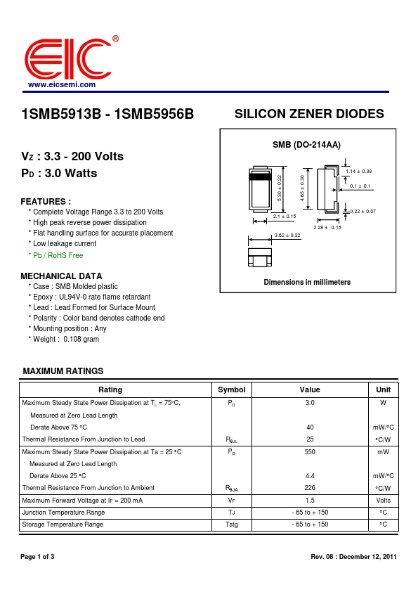 <?=1SMB5940B?> डेटा पत्रक पीडीएफ