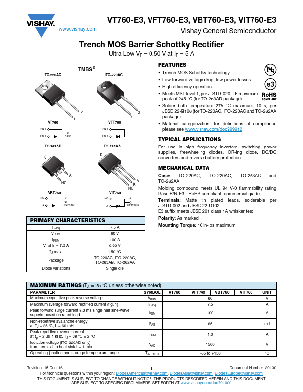 <?=VT760-E3?> डेटा पत्रक पीडीएफ