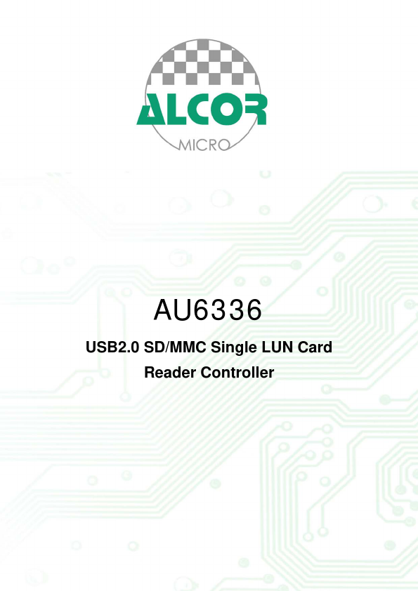 AU6336 Datasheet | USB2.0 SD/MMC Single LUN Card Reader Controller