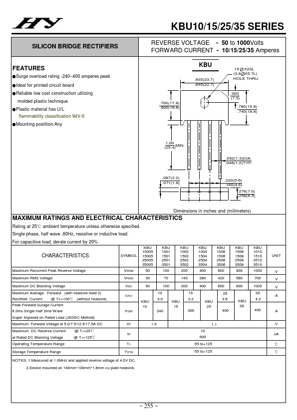 KBU1502 HY ELECTRONIC