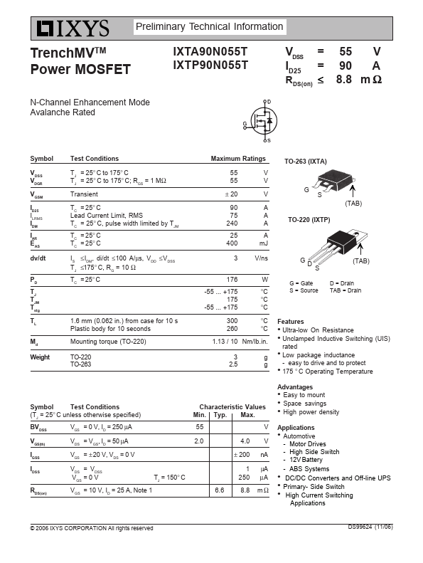 IXTP90N055T