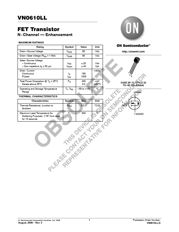 VN0610LL ON Semiconductor