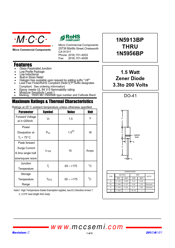 1N5917BP MCC