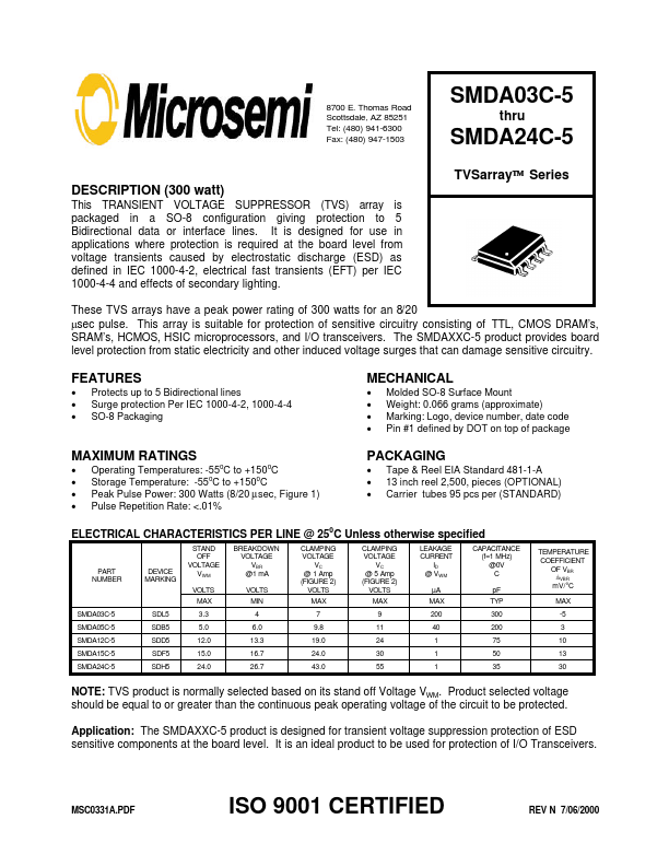 SMDA05C-5 Microsemi Corporation