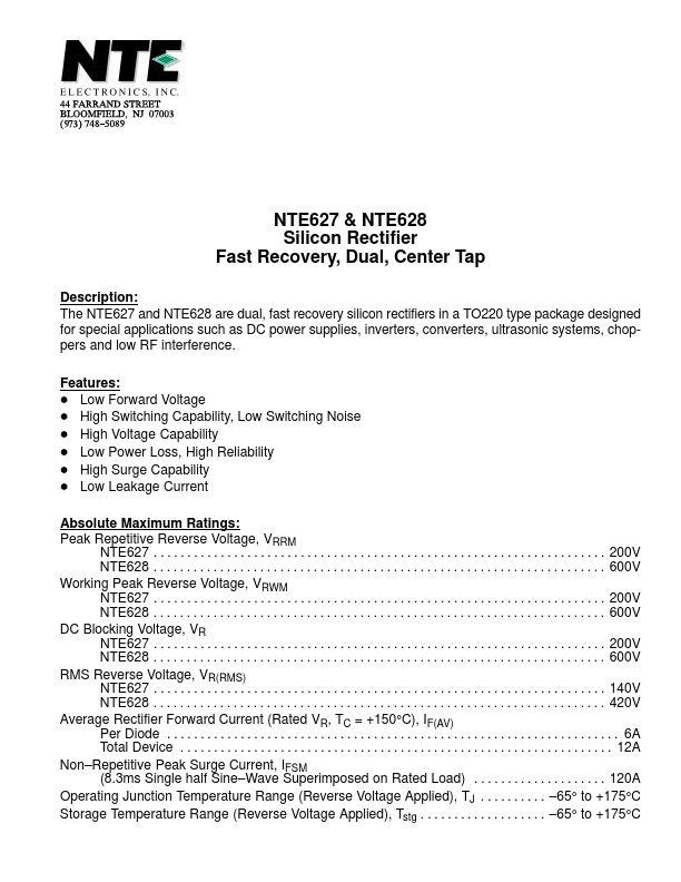 NTE628 NTE Electronics