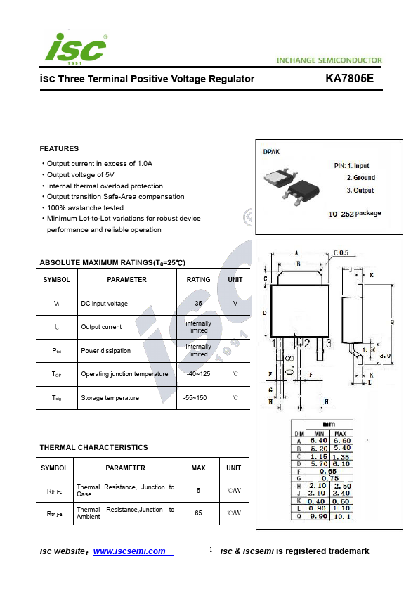 <?=KA7805E?> डेटा पत्रक पीडीएफ