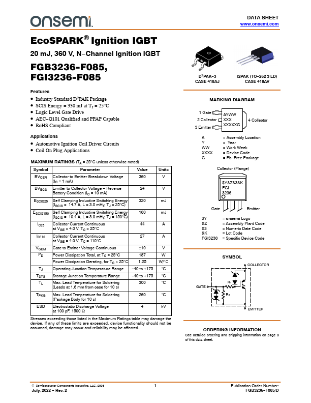 FGB3236-F085 ON Semiconductor