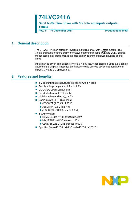 <?=74LVC241A?> डेटा पत्रक पीडीएफ