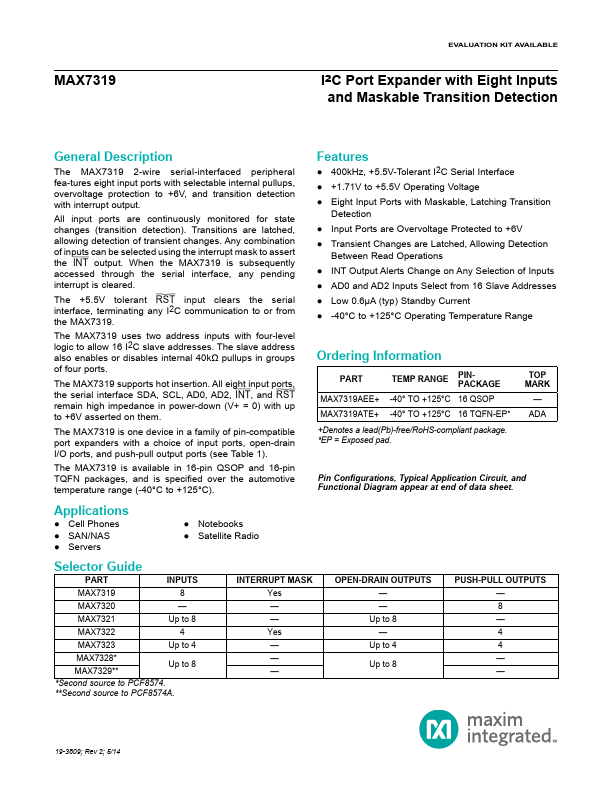 MAX7319 Maxim Integrated Products