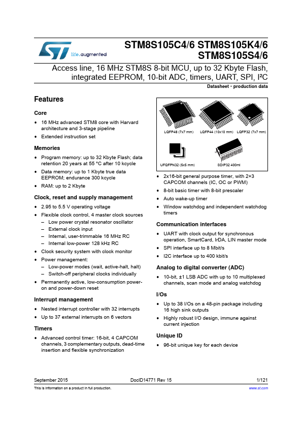 <?=STM8S105S4?> डेटा पत्रक पीडीएफ