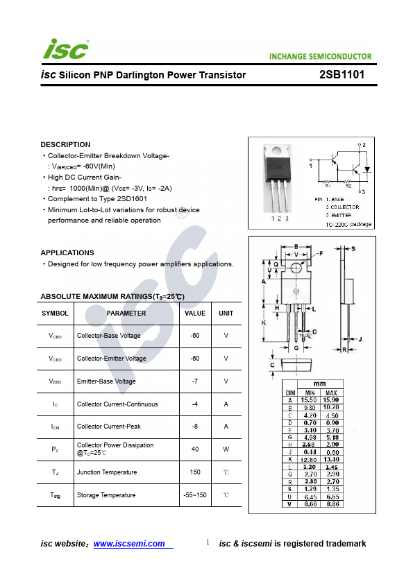 2SB1101 INCHANGE