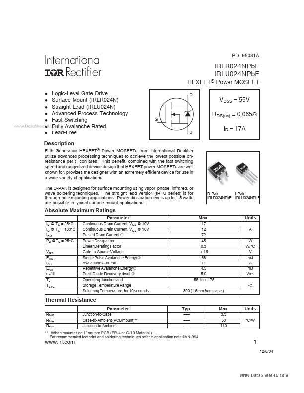 IRLR024NPBF International Rectifier