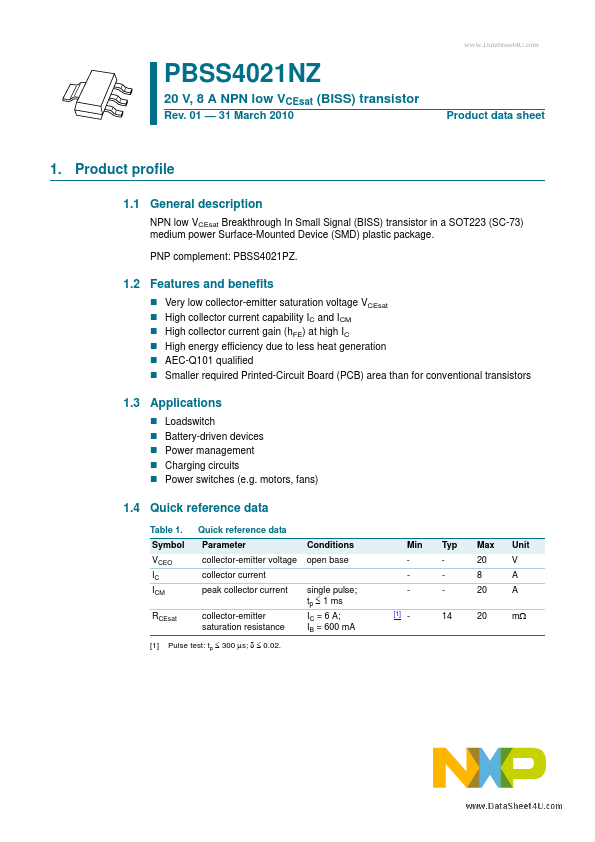 PBSS4021NZ NXP