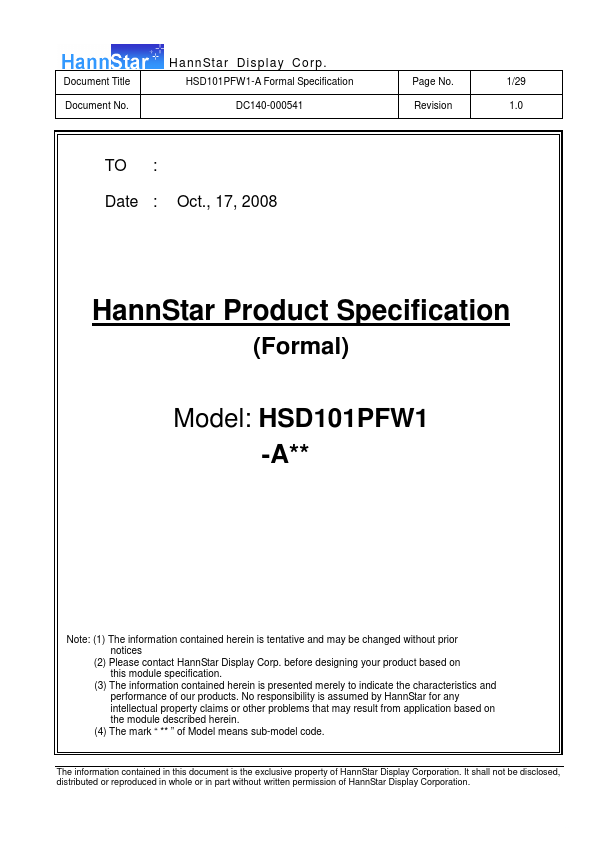 HSD101PFW1-A01