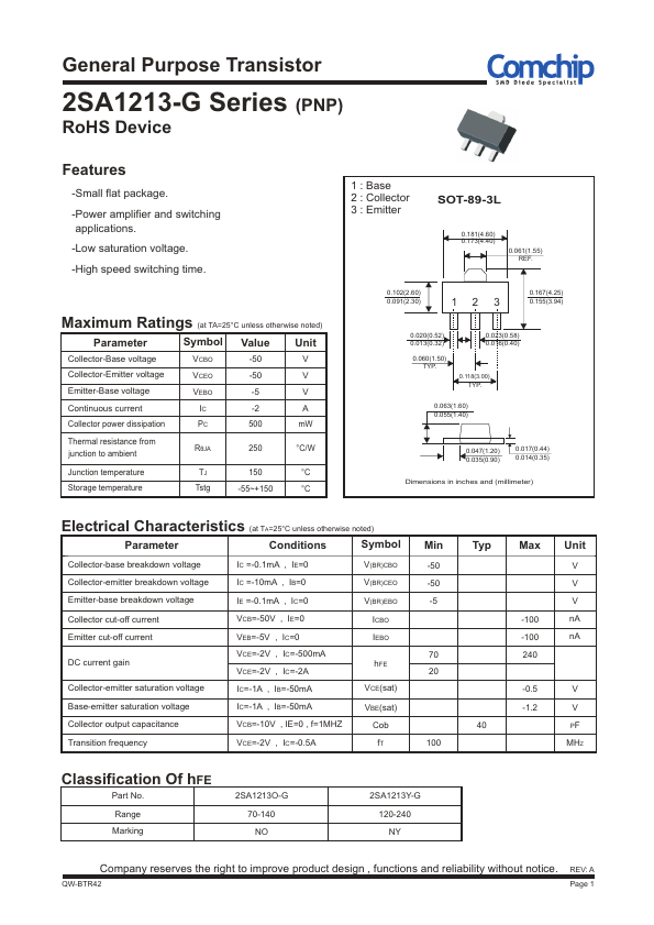 2SA1213-G Comchip