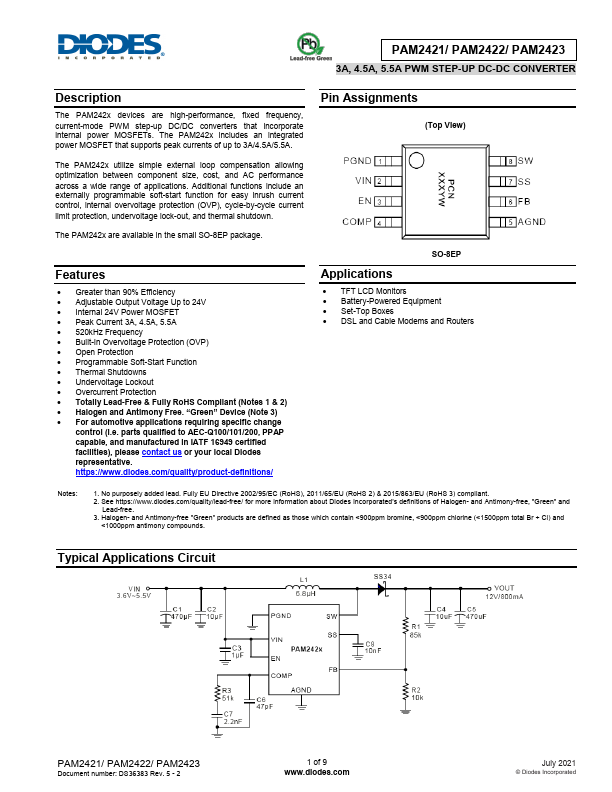 PAM2421 Diodes