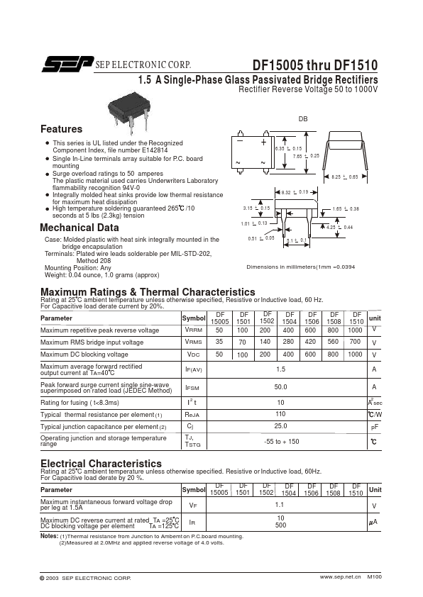 DF15005 SEP ELECTRONIC