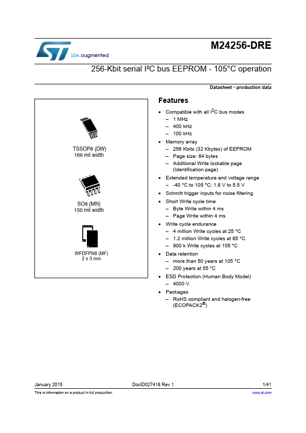 M24256-DRE STMicroelectronics