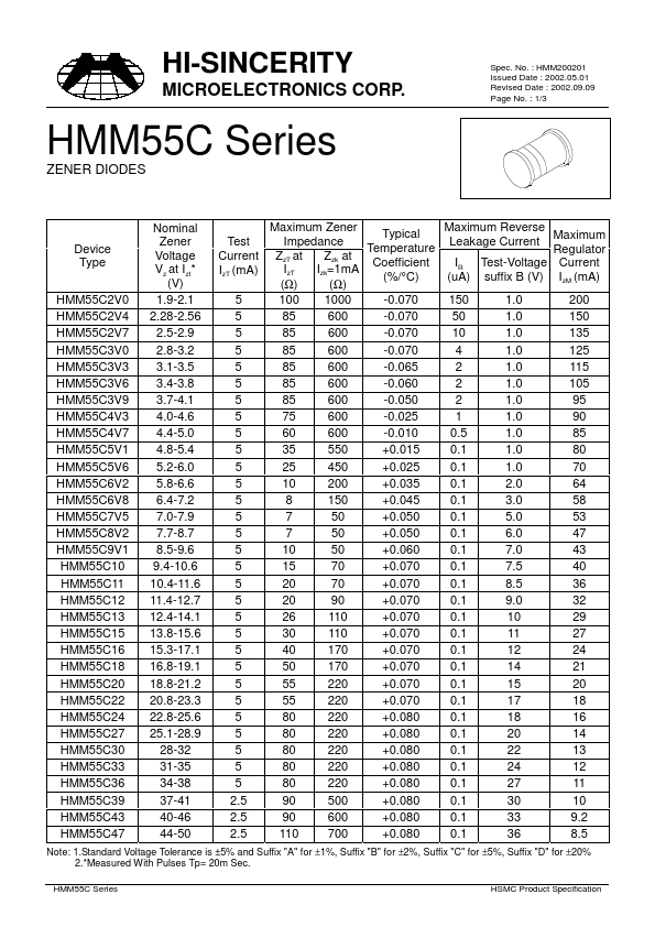 HMM55C16 Hi-Sincerity Mocroelectronics