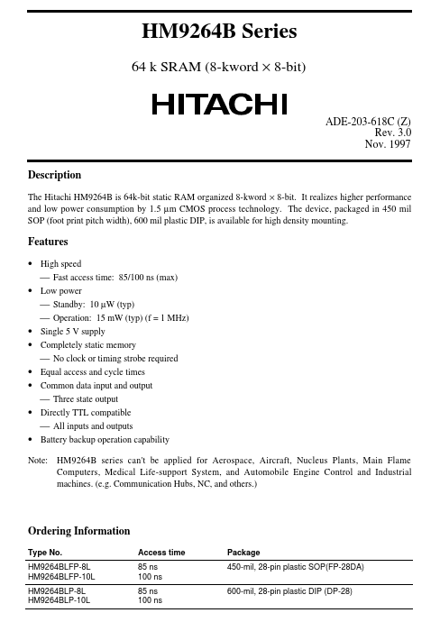 HM9264BLP-8L Hitachi Semiconductor