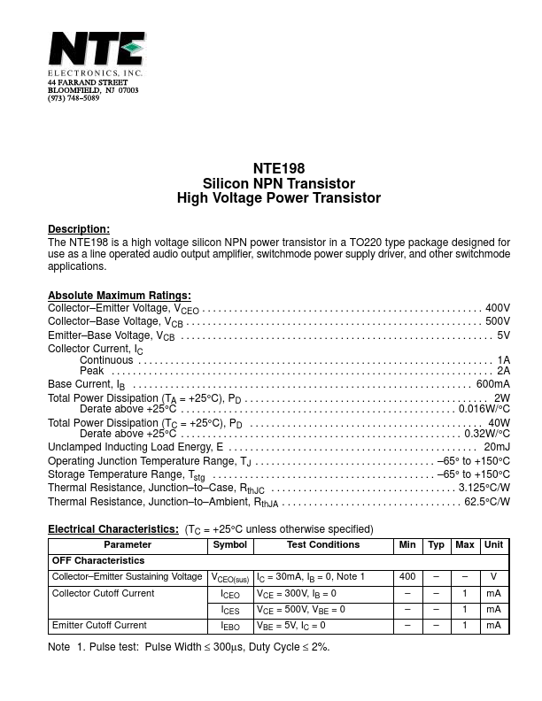 NTE198 NTE