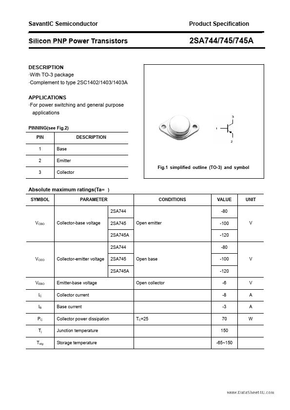 <?=2SA745?> डेटा पत्रक पीडीएफ