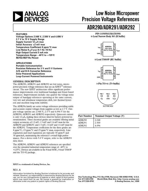 ADR292 Analog Devices