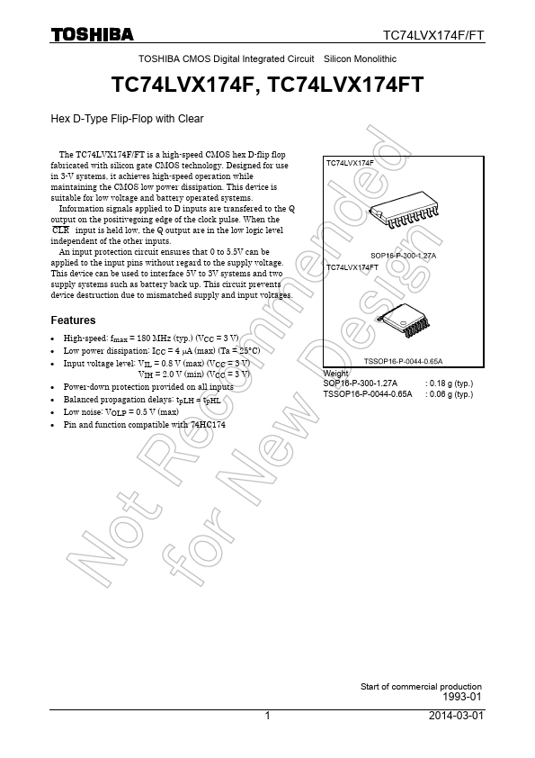 TC74LVX174FT Toshiba Semiconductor