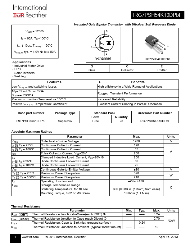 IRG7PSH54K10DPbF