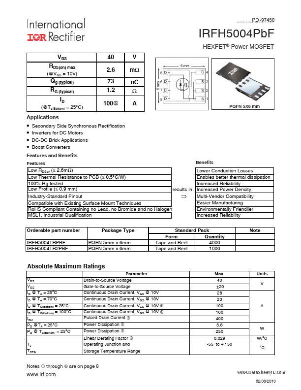 IRFH5004PBF International Rectifier