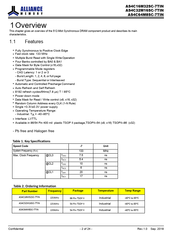 AS4C64M8SC-7TIN