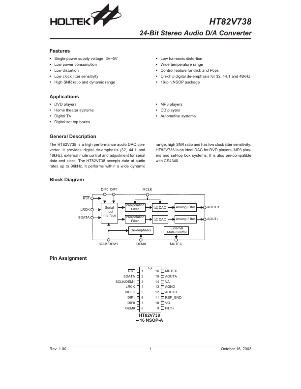 HT82V738 Holtek Semiconductor